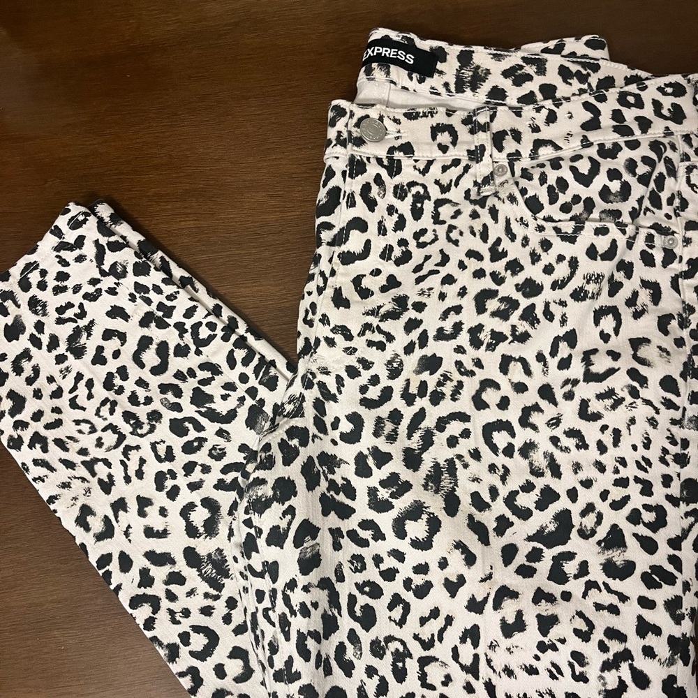 Express Black and White Leopard Print Pants